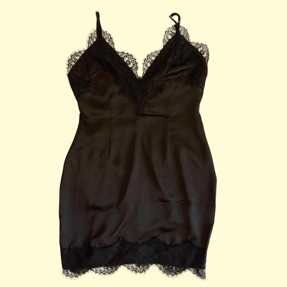 Pretty Little Thing Black Slip Dress - Size 4